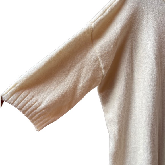 TUCKERNUCK Oversized Mock Neck Pullover Sweater 3/4 Sleeve Ivory Cream White S - Picture 8 of 8